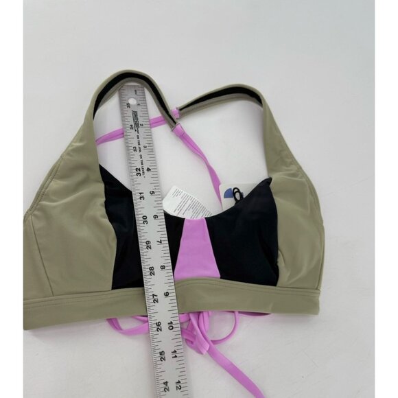 NWT prAna Tulum Bikini Top Black Color Block Green Black Lilac XS Beach‎ Boho - Picture 5 of 6